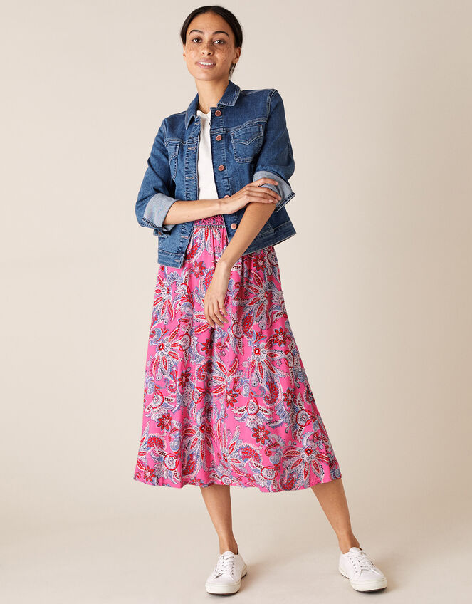 Paisley Print Skirt in LENZING™ ECOVERO™, Pink (PINK), large