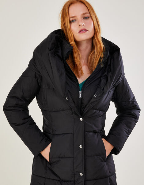 Laura Padded Short Coat in Recycled Polyester Black, Black (BLACK), large