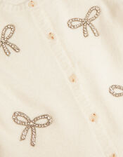 Bow Embellished Cardigan, Ivory (IVORY), large