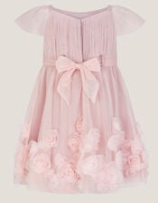Baby Evangaline Rose Appliqué Tulle Dress, Pink (PINK), large