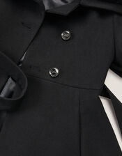Faux Fur Collar Dress Coat, Black (BLACK), large