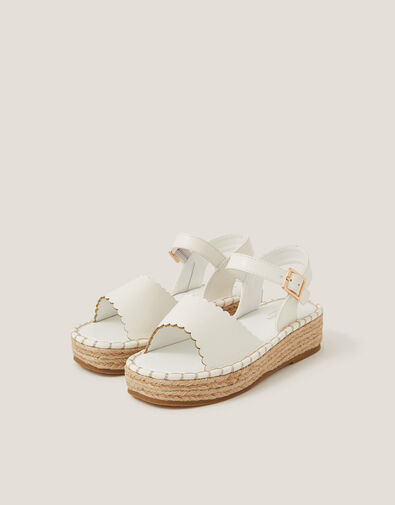 Scallop Espadrille Sandals, White (WHITE), large