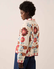 East Odeline Floral Embroidered Cotton Jacket, Ivory (IVORY), large