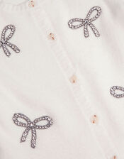 Bow Embellished Cardigan, Ivory (IVORY), large