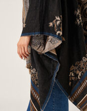 Crissy Jacquard Wrap Cardigan, Black (BLACK), large