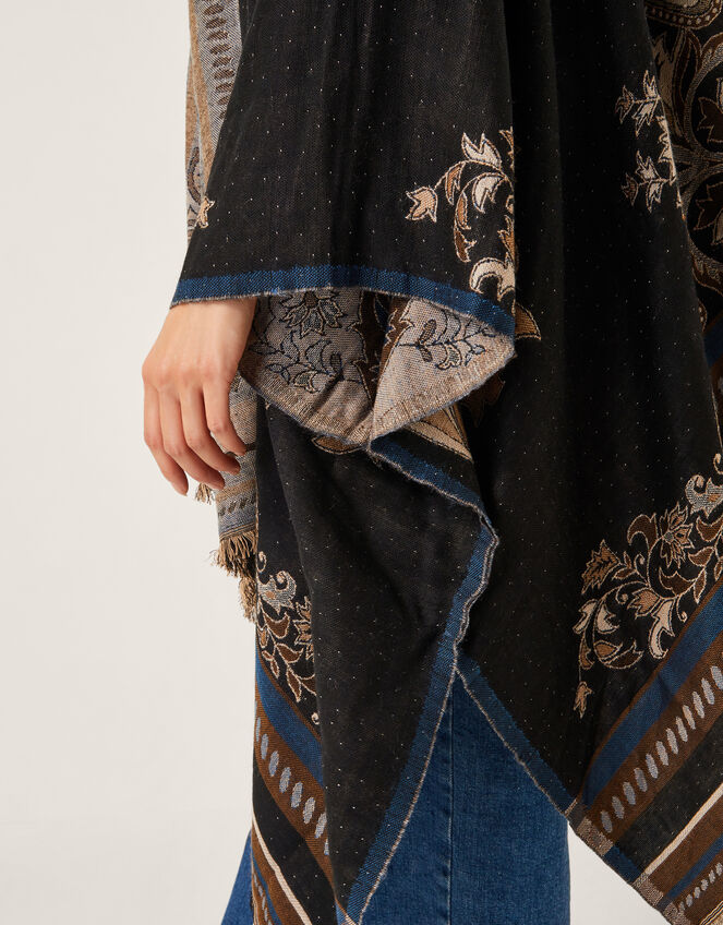 Crissy Jacquard Wrap Cardigan, Black (BLACK), large