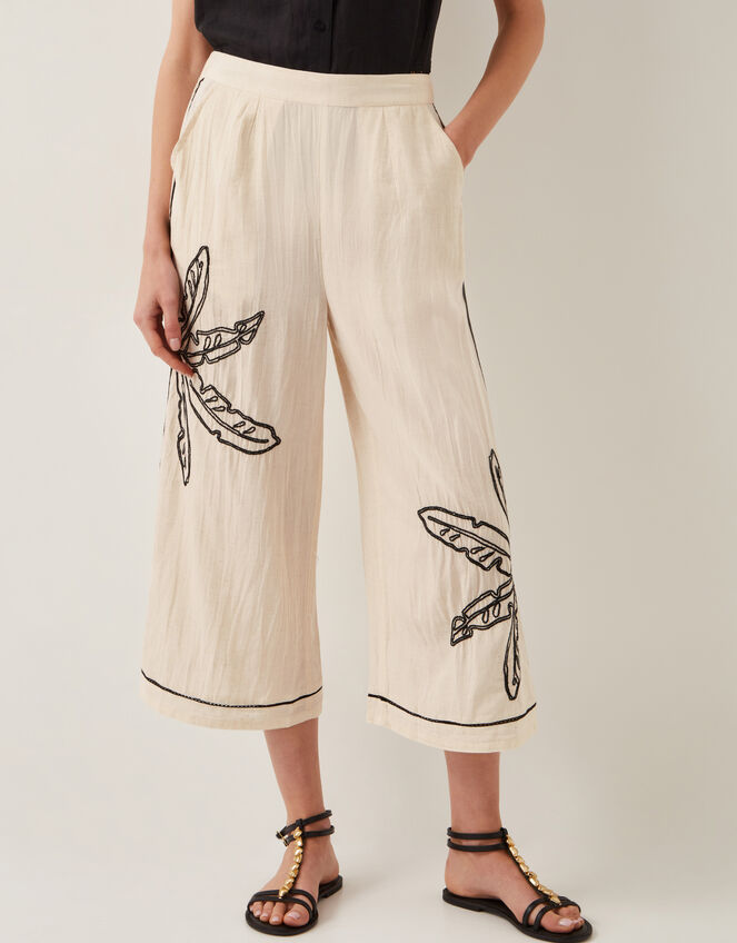 Hope Leaf Embroidered Culottes, Natural (NATURAL), large