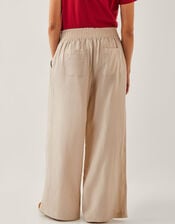 Frida Linen Blend Wide Leg Trousers, Natural (NATURAL), large