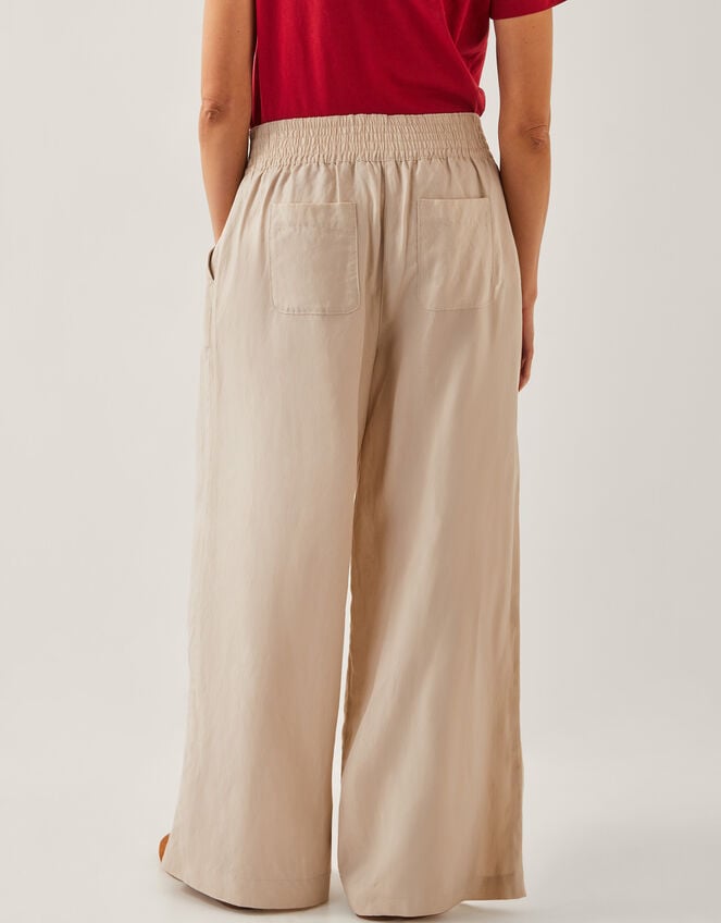 Frida Linen Blend Wide Leg Trousers, Natural (NATURAL), large