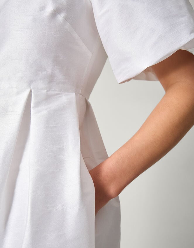 Sloane Short Sleeve Midi Wedding Dress, Ivory (IVORY), large