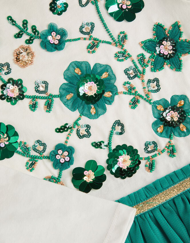 Floral Embellished Disco Dress, Green (GREEN), large