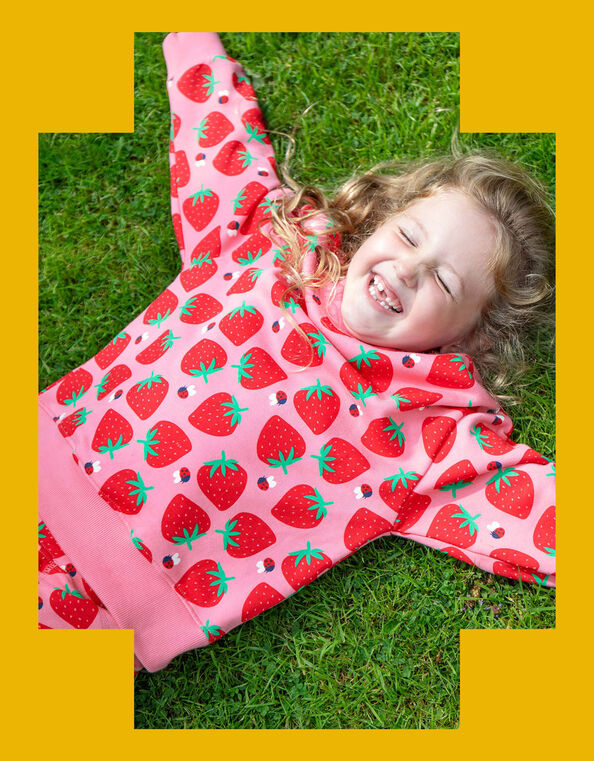 Frugi Superb Strawberry Sweatshirt, Pink (PINK), large