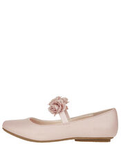Dora Corsage Strap Ballet Flats, Ivory (IVORY), large