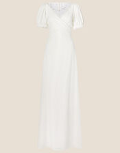 Sabrina Lace Wrap Crepe Bridal Dress, Ivory (IVORY), large