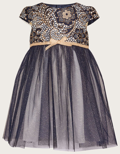 Baby Jasmine Jacquard Tulle Dress Blue, Blue (NAVY), large