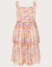Floral Print Tulle Dress, Multi (MULTI), large