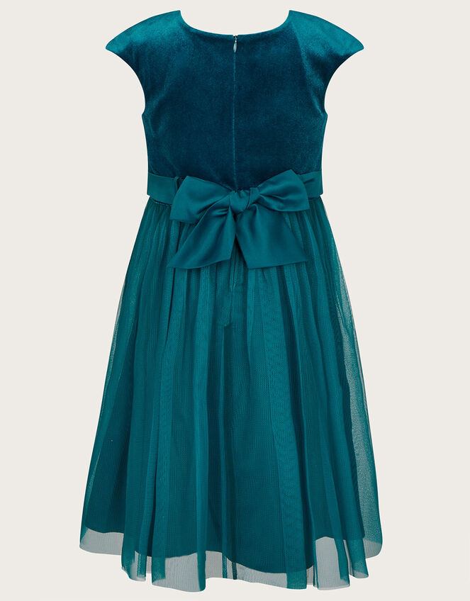 Odette Velvet Embroidered Dress, Teal (TEAL), large