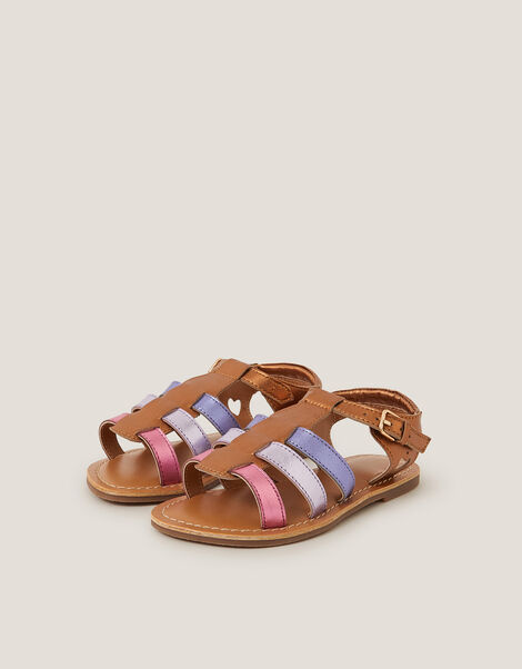 Metallic Leather Gladiator Sandals, Multi (MULTI), large