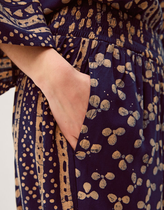 Clover Print Harem Pants, Blue (NAVY), large