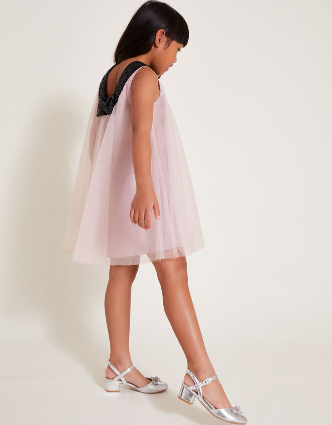 Ailani Sequin Bow Tulle A-Line Dress, Pink (PALE PINK), large