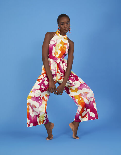 Elaxi Abstract Print Jumpsuit, Pink (PINK), large