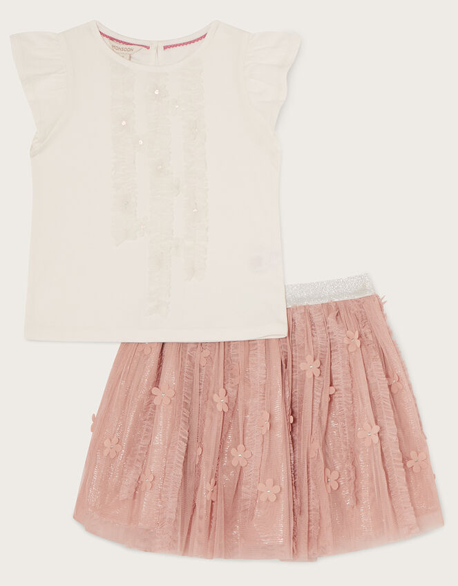 Flower Top and Disco Skirt Set, Pink (PINK), large