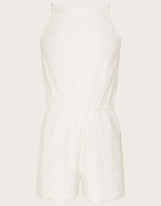 Lace Halter Neck Playsuit, Ivory (IVORY), large