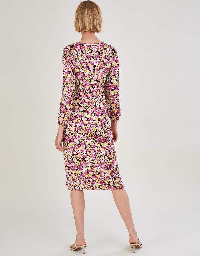 Daria Long Sleeve Midi Dress with Recycled Polyester, Pink (PINK), large