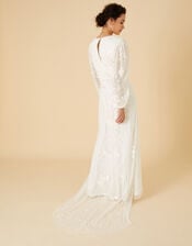 Jennifer Long Sleeve Maxi Wedding Dress, Ivory (IVORY), large
