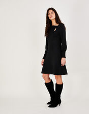 Side Knot Twist Dress with LENZING™ ECOVERO™, Black (BLACK), large