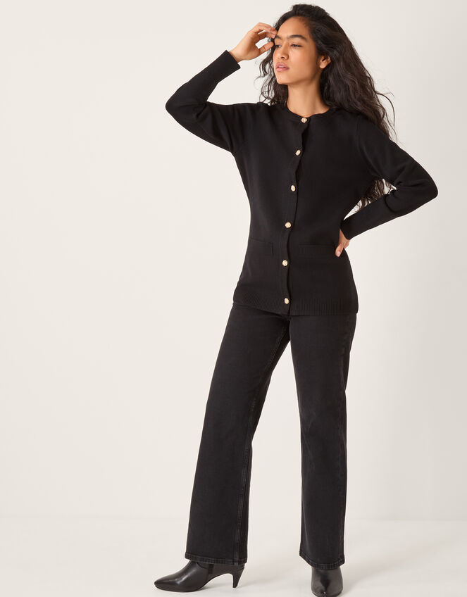 Coleen Plain Cardigan, Black (BLACK), large