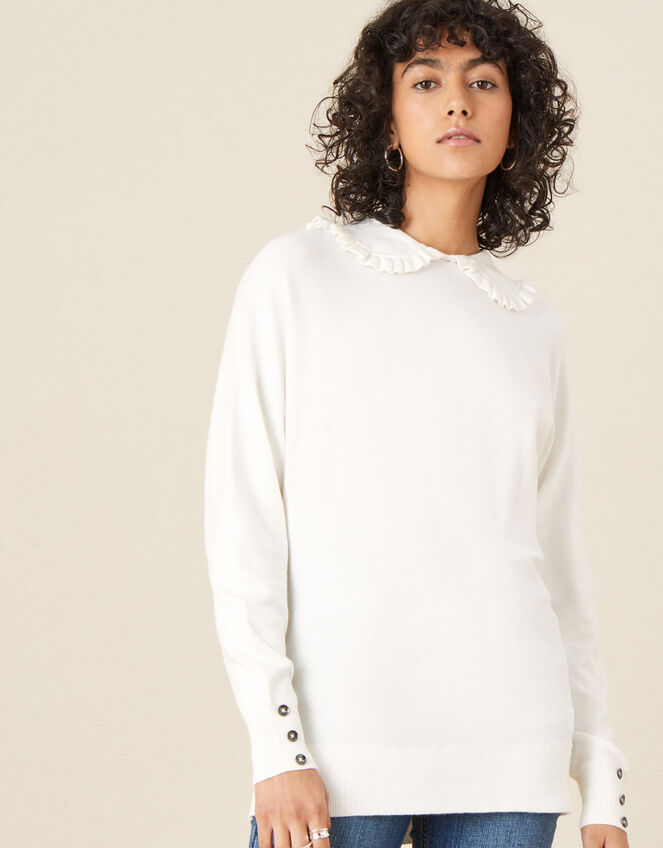Ruffle Collar Jumper, Ivory (IVORY), large