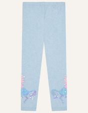 Unicorn Rainbow Marl Leggings, Blue (BLUE), large