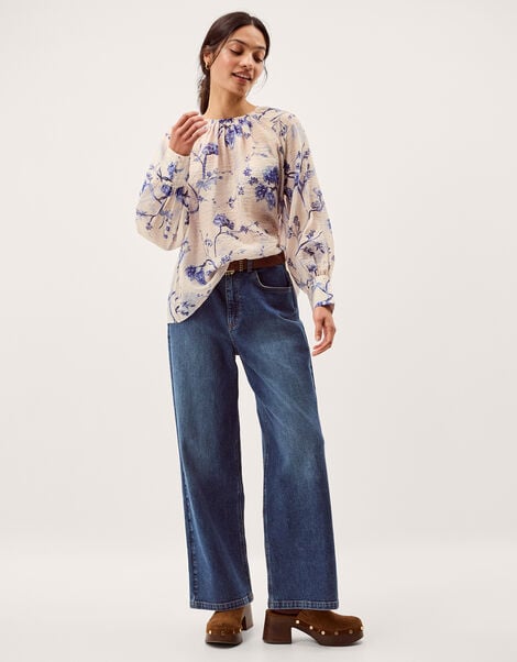 Jada Floral Print Blouse, Pink (BLUSH), large