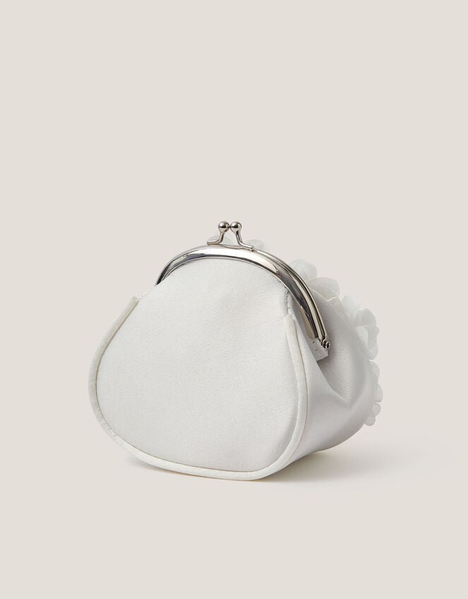 Appliqué Floral Cluster Clip Frame Bag, Ivory (IVORY), large