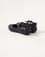 Leorah Glitter Butterfly Ballerina Flats, Blue (NAVY), large