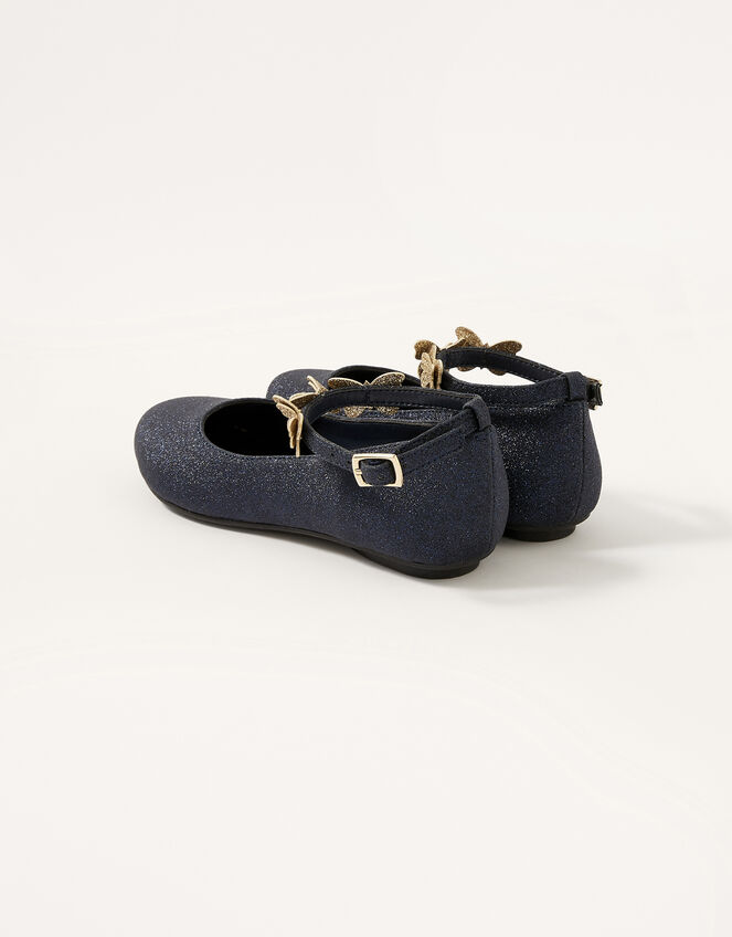 Leorah Glitter Butterfly Ballerina Flats, Blue (NAVY), large