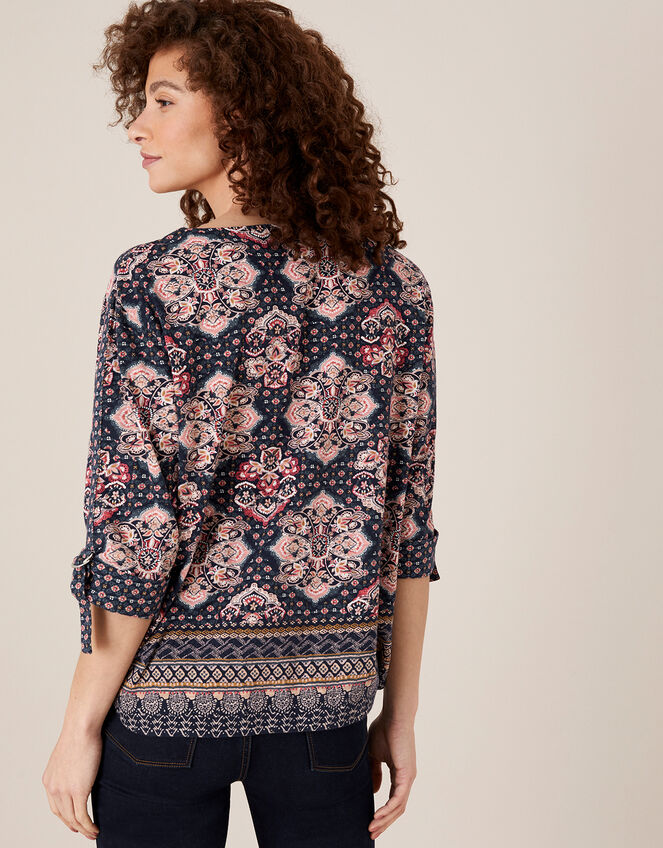 Rowan Heritage Print Top, Blue (NAVY), large