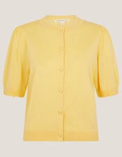 Tegan Short Sleeve Cardigan, Yellow (YELLOW), large