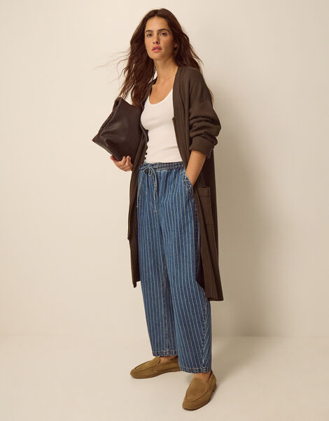 Zuri Zip Longline Cardigan, Brown (CHOCOLATE), large