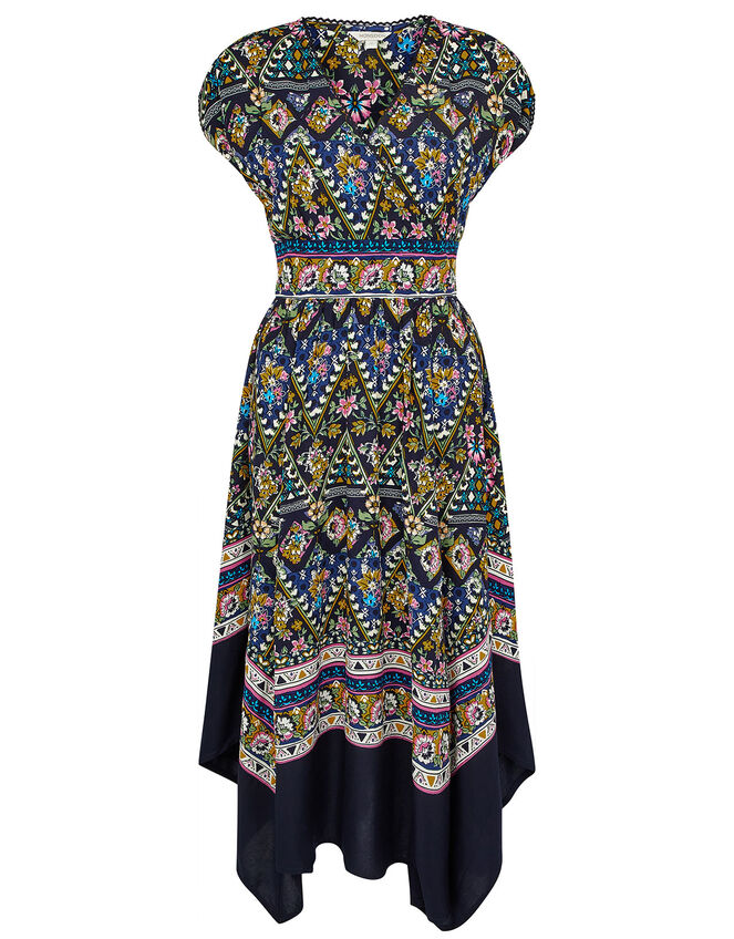 Pablo Contrast Print Hanky Hem Dress, Multi (MULTI), large