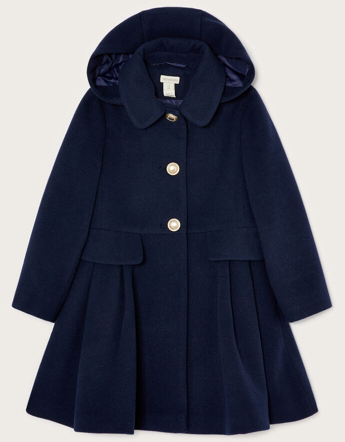 Zippered Blue Cotton Summer Hooded Pockets Thin Coats main image 0
