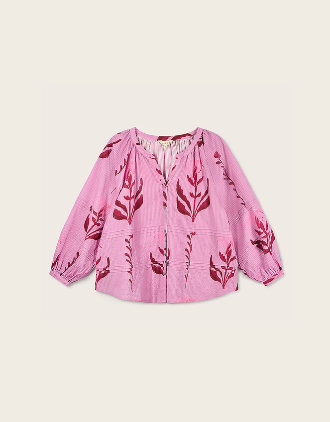 East Maisie Hand-Painted Botanical Print Top, Purple (LILAC), large