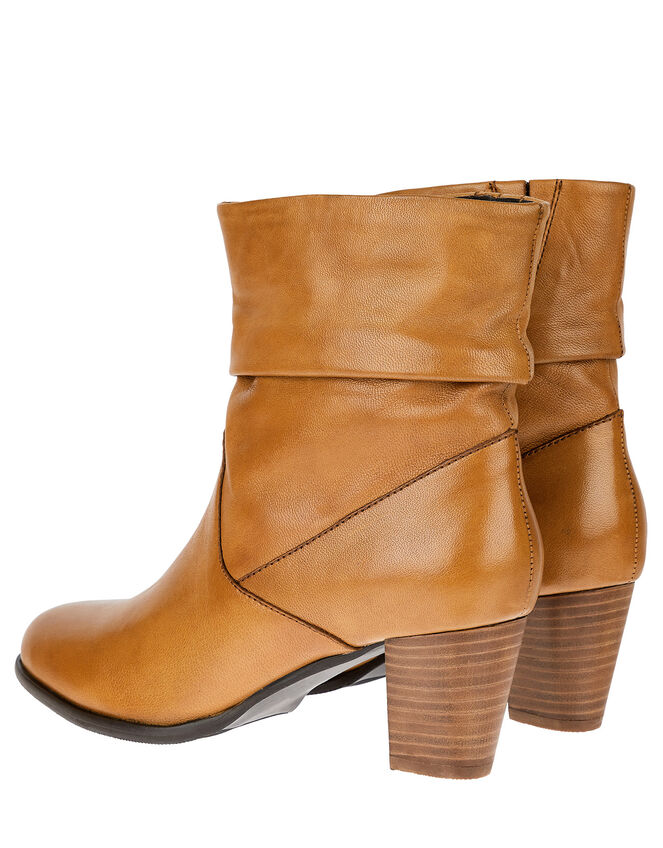 Slouch Leather Ankle Boots, Tan (TAN), large