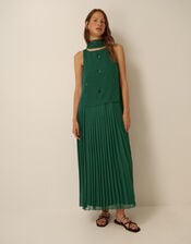 Eva Embellished Maxi Dress & Scarf, Green (DARK GREEN), large