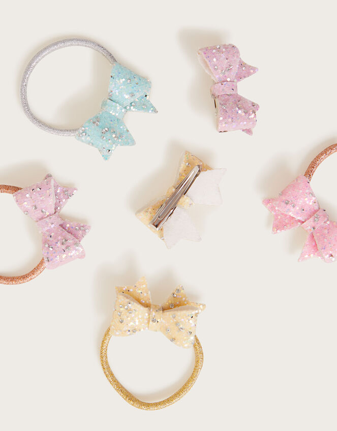 Glitter Mixed Bow Hair Set	, , large