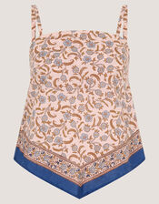 Ari Floral Scarf Bandeau Top, Blue (BLUE), large