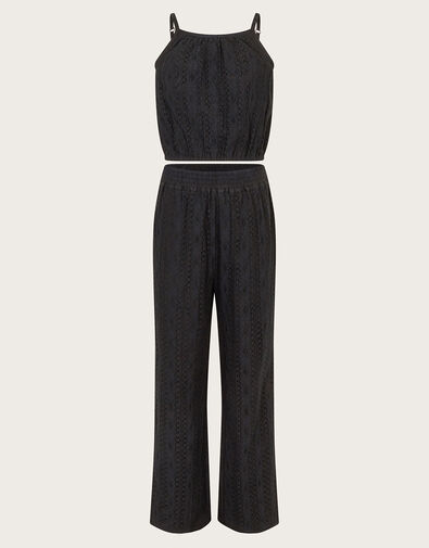 Lace Top and Pants Set, Black (BLACK), large
