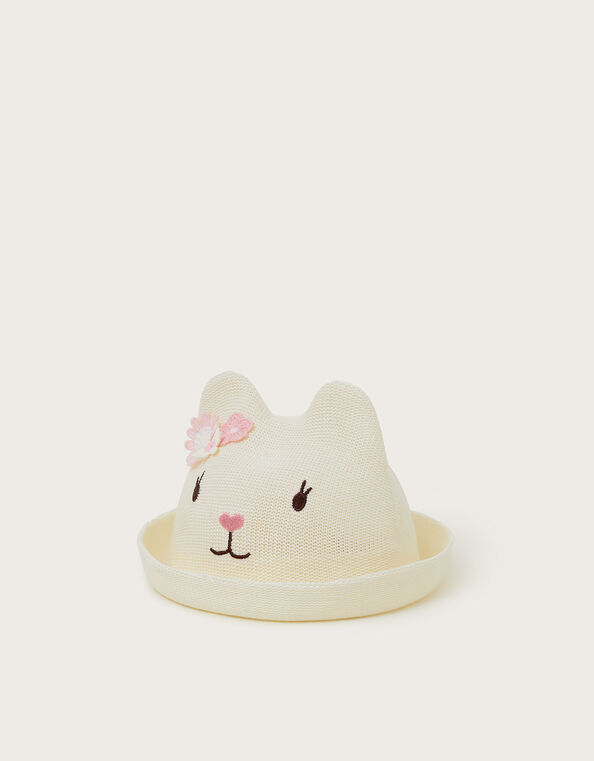 Baby Knitted Cat Hat, White (WHITE), large