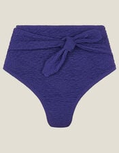 Kyla Tie Front High Waisted Bikini Bottom, Blue (NAVY), large